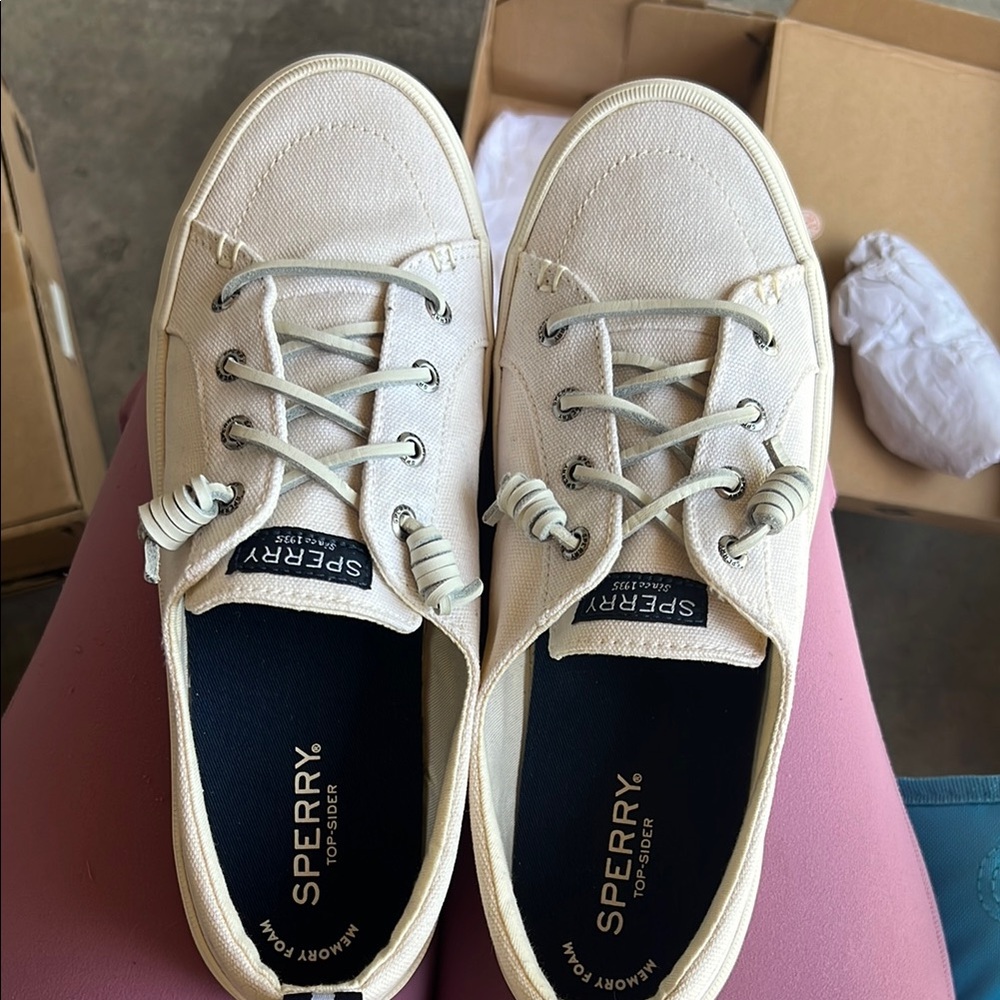 Sperry Women’s Off-White Canvas Boat Shoes